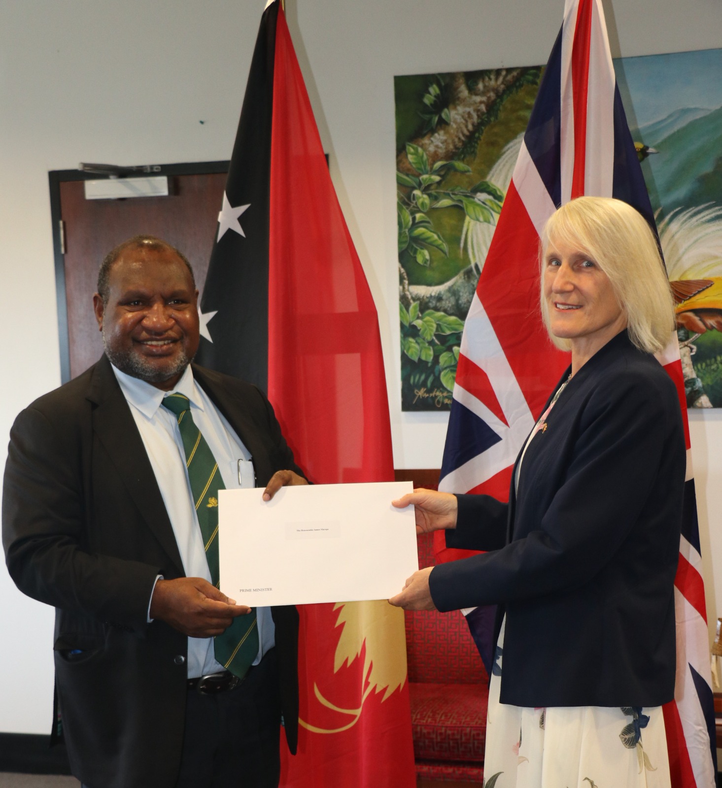 Prime Minister Hon. James Marape Formally Welcomes New British High Commissioner to Papua New Guinea, H.E. Ms. Angela Macro